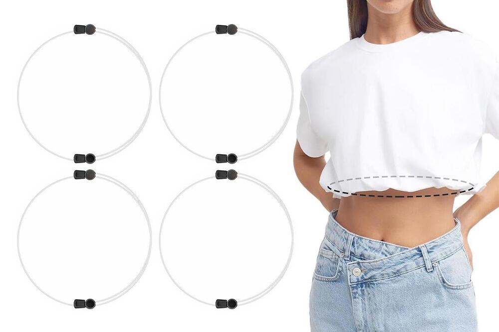 2 Pack Adjustable Shirt Tuck Bands for Women White Elastic Crop Shirt Belt